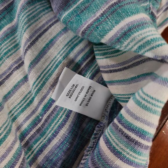 Coldwater Creek blue white purple striped 100% linen button up Top sz 2X 20-22 - Picture 7 of 7